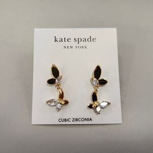NWT Kate Spade Gold-Tone Crystal Social Butterfly Drop Earrings